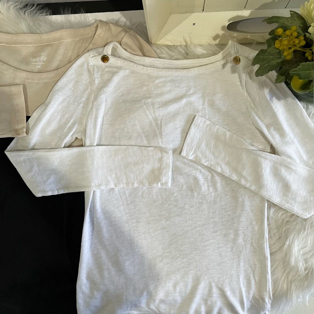 NEW J. Crew Cotton Perfect Painter Fit Casual Neutral Basics Tees Bundle 2 NWOT - Picture 7 of 16